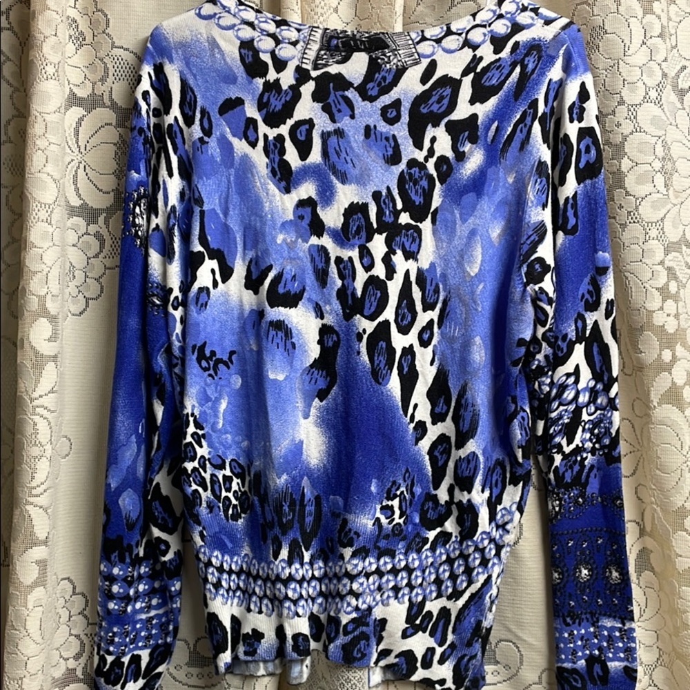 Ashley Stewart Women's animal print button down sweater - Picture 7 of 7